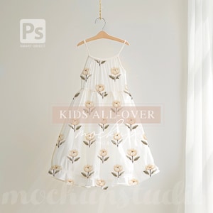 Kids Dress PSD Mockup, Digital All-Over Print Dress Mockup for Etsy Designers, Children&#39;s Clothing Mockup Display