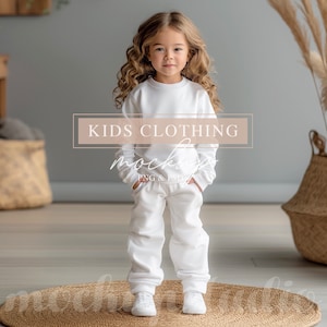 Kids All-Over Print Sweatshirt and Pants MOCKUP, Children&#39;s Clothing PSD, Toddler Apparel Mock Up, Mockup for Digital Pattern Designers