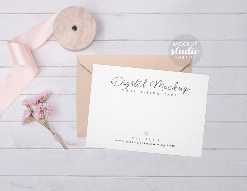 Landscape Card Mockup Elegant Wedding Invitation Mockup