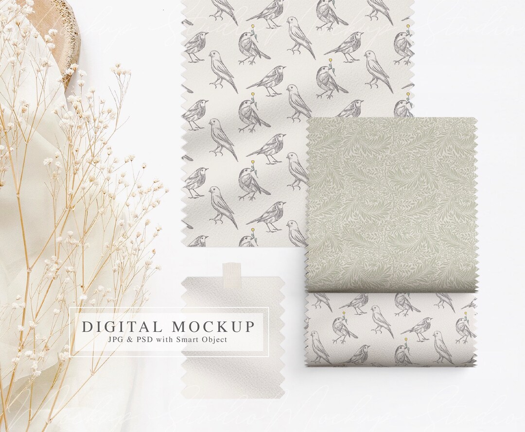 Fabric Swatch Mockup, PSD Smart Object, Textile Display (digital ...