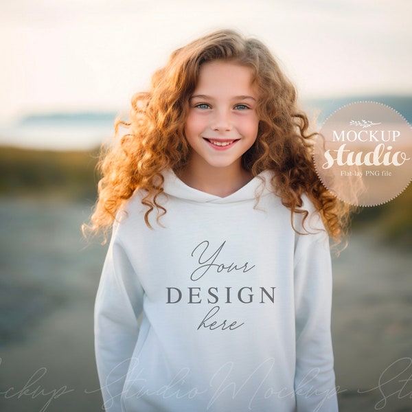 Toddler Pullover Fleece Hoodie Mockup, Rabbit Skins 3326 Hoodie Mockup, White Kids Sweatshirt Mock, Kids Model Mockup, Kids Sublimation