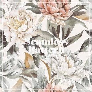Elegante Pfingstrose Musterdesign, Floral Wallpaper Design druckbare, weiche Pastell digitale Papier