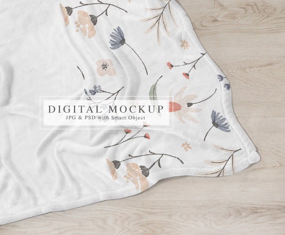 Baby Blanket Mockup, Minky Fleece, PSD Smart Object (Digital Download)