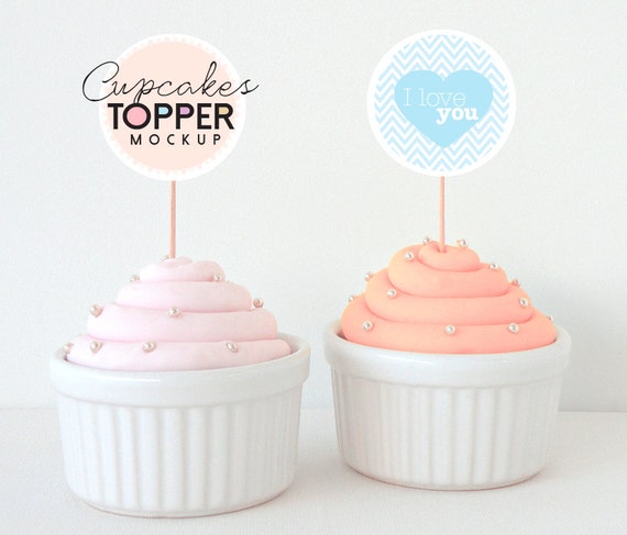 Download Cupcake Topper Mock Mock up and Cupcakes Cupcake Tags Mock ...