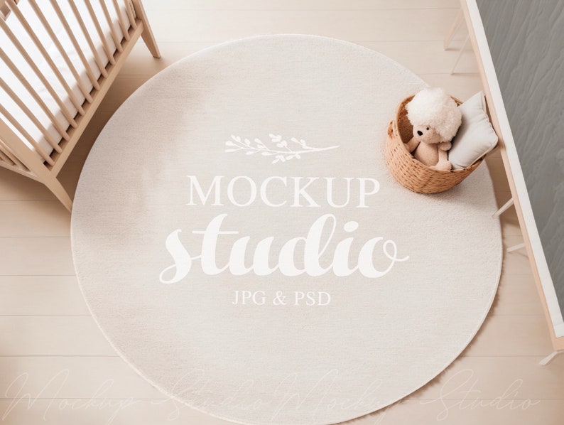 Round Rug Mockup Nursery Area Rug Mockup PSD Smart Object - Etsy