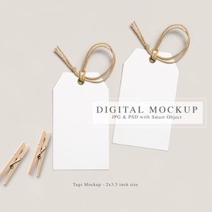 Tags Mockup, Minimalist Geschenkanhänger Mockup, 2x3,5 Dankeschön Tags Mockup, Hochzeit Geschenkanhänger Mockup