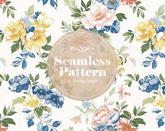 Vintage Floral Muster, antiker Stil, Wildblume Digitales Papier (PNG)