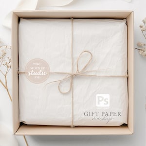 Wrapping Paper Digital Mockup, PSD with Smart Object, Gift Paper MOCKUP, Gift Package and Wrapping Paper Clear Minimalist Mock up