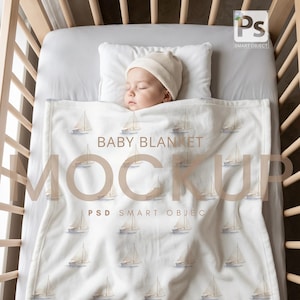 Infant Blanket POD Mockup: 30x40 Digital PSD Template (Digital Download) image 2