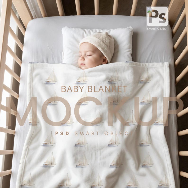 Infant Blanket POD Mockup: 30x40 Digital PSD Template (Digital Download) image 2