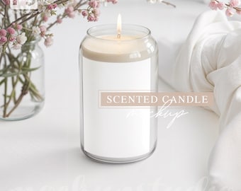 Scented Candle Mockup: Boho Jar Label Template (PSD & PNG)