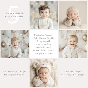 Pack photo bébé garçon, 5 belles photos pour des occasions spéciales et des projets professionnels sur le thème des bébés, licence incluse