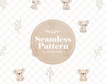 Délicat modèle sans couture numérique scandinave bébé koala - conception de chambre d'enfant aquarelle minimale