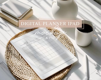 A5 iPad Mockup, Digital Planner, JPG & PSD File