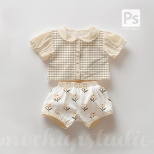Baby Summer Boho Outfit Digital MOCKUP, Infant Clothing Design, PSD Template for Pattern Designers image 2
