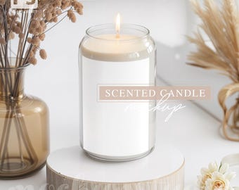 Candle Jar Mockup: 13.75oz, Minimalist Label Template (Digital Download)