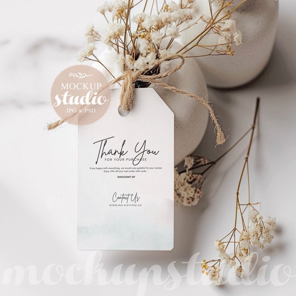 Boho Tag Mockup, Gift Tag Minimalist Mockup, Thank You Tag Mockup, Wedding Favor Tag Mockup Boho, 2x3.5 Tag Mock-up