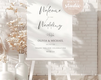 Minimalist Wedding Welcome Sign Mockup: PSD, PNG