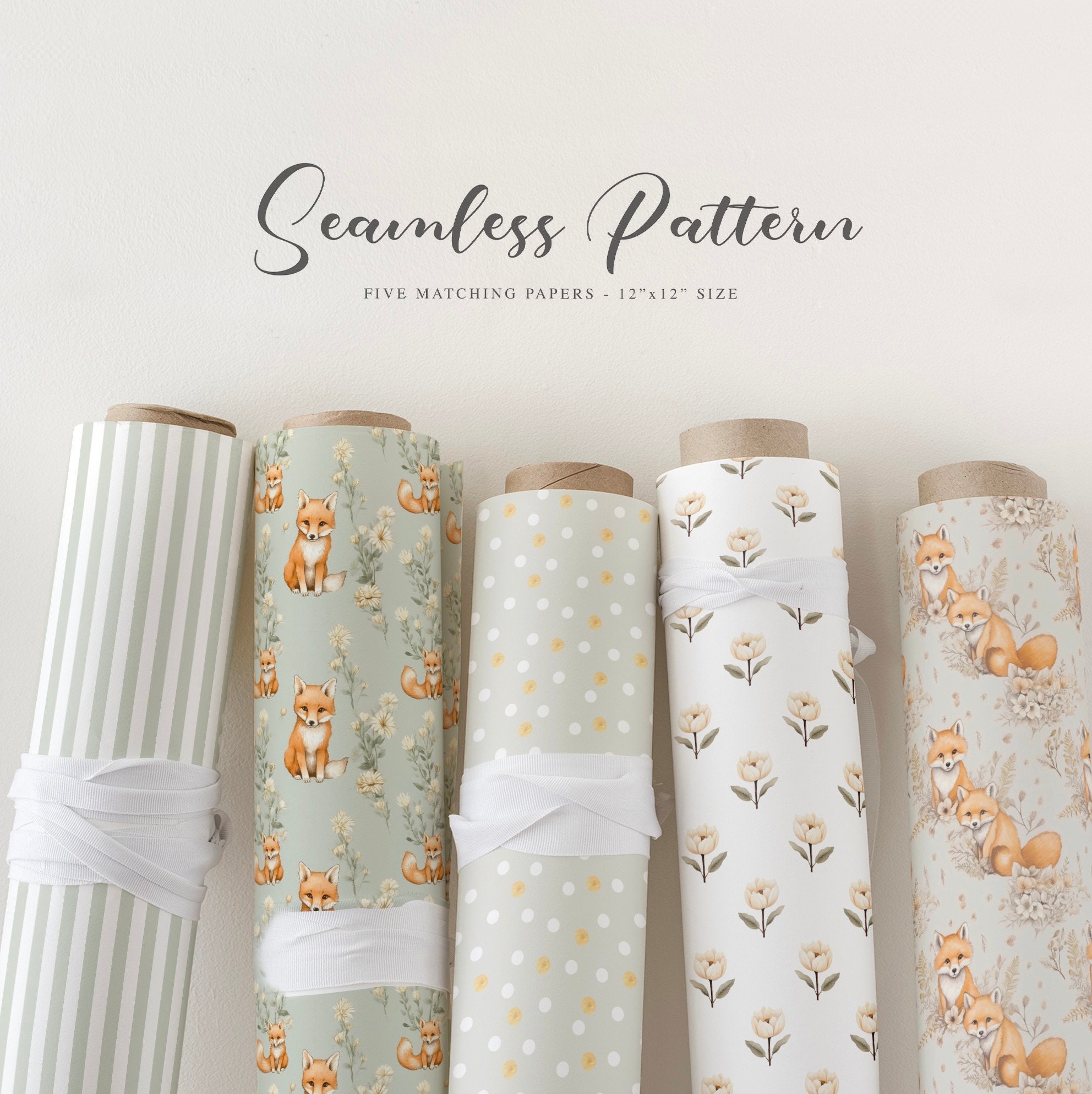 Minimalist Christmas Sprigs and Berries Seamless Papers 