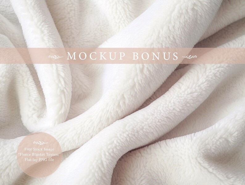 May include: White fleece blanket texture, flat lay, mockup bonus, free stock image, PNG file