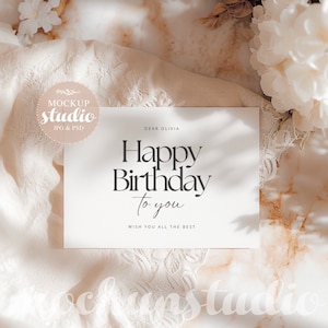 Verjaardagskaart Boho Mockup, Boho Bruiloft Uitnodiging Mockup, Smart Object Kaart Mock-up Minimalistisch, 5 x 7 Shower Party Invite Mockup