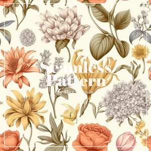 Design con motivo floreale vintage dai toni caldi, carta digitale senza soluzione di continuità, sfondo per tessuto e carta da parati