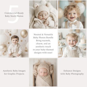 Lot de photos pour bébés, 5 adorables images de bébés garçons pour des projets créatifs avec publicité