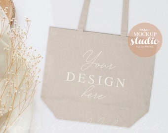 Flat-Lay Canvas Shopping Tote Bagmasters A250 Mockup, Natural Tote Mockup Boho, Shopping Tote Bag Mock-up, Tote Bag Aesthetic