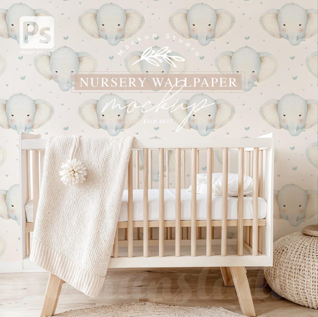 Neutral Nursery Wallpaper Mockup: Baby Room Decor (digital Download) - Etsy