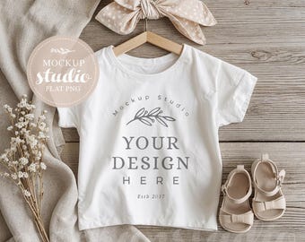 Toddler White T-Shirt Mockup: Boho Minimalist Tee PNG (Digital Download)