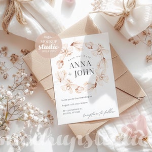 Hochzeit einladen Mockup, Minimalist Karte Mock-up, Gender Neutral Baby Shower Mock up, 5x7 Karte PSD Mockup