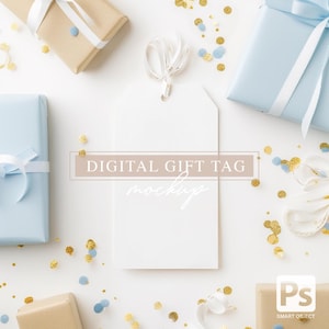 Favour Tag MOCKUP, Gift Tag Template, Baby Shower Tag Mock-up, Thank You Tag PSD smart object Mock-up