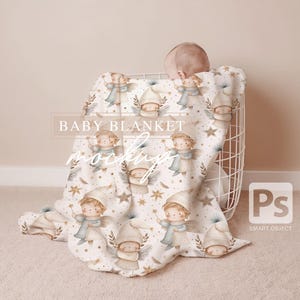 Baby Decke Mockup, PSD Smar Objekt Mockup, 30x40 Decken Mockup plus Gratis Bonus, Weiße Fleece Decke Mockup, Baby Minky Decke PSD Mockup