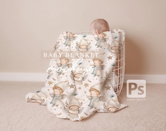 Baby Blanket Mockup, Fleece PSD Smart Object (30x40), Plus Bonus