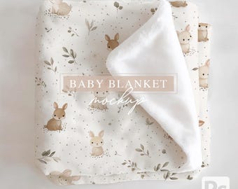 Folded Baby Blanket Mockup: Soft Fleece PSD Template