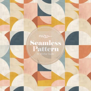 Mid-Century Modern Digitales Nahtloses Muster, Vintage Inspiriertes Tapetendesign, Retro Töne Geometrisches Digitales Papier