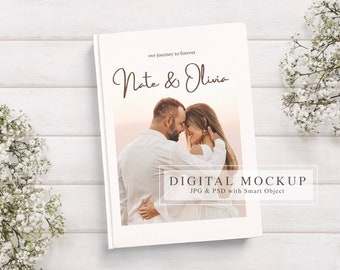 Hardcover Notebook Mockup, Journal Mockup, Wedding Guest Book Mock up, Book Cover Mock-Up, Hardcover Memory Book Mockup, PSD smart Object