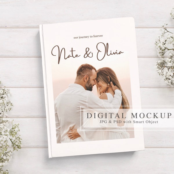 Hardcover Notebook Mockup, Journal Mockup, Wedding Guest Book Mock up, Book Cover Mock-Up, Hardcover Memory Book Mockup, PSD smart Object