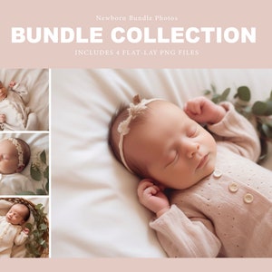 PHOTOGRAPHIE DE BÉBÉS & fichiers Png MAQUETTE nouveau-né Bundle Collection, maquette d'annonce de carte d'invitation de bébé, utilisation commerciale