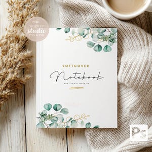 Softcover Notebook Mockup, Journal Boho Minimalist Mockup, Book Cover Mock-up, Journal Mockup, Digital Notebook Display, PSD smart object