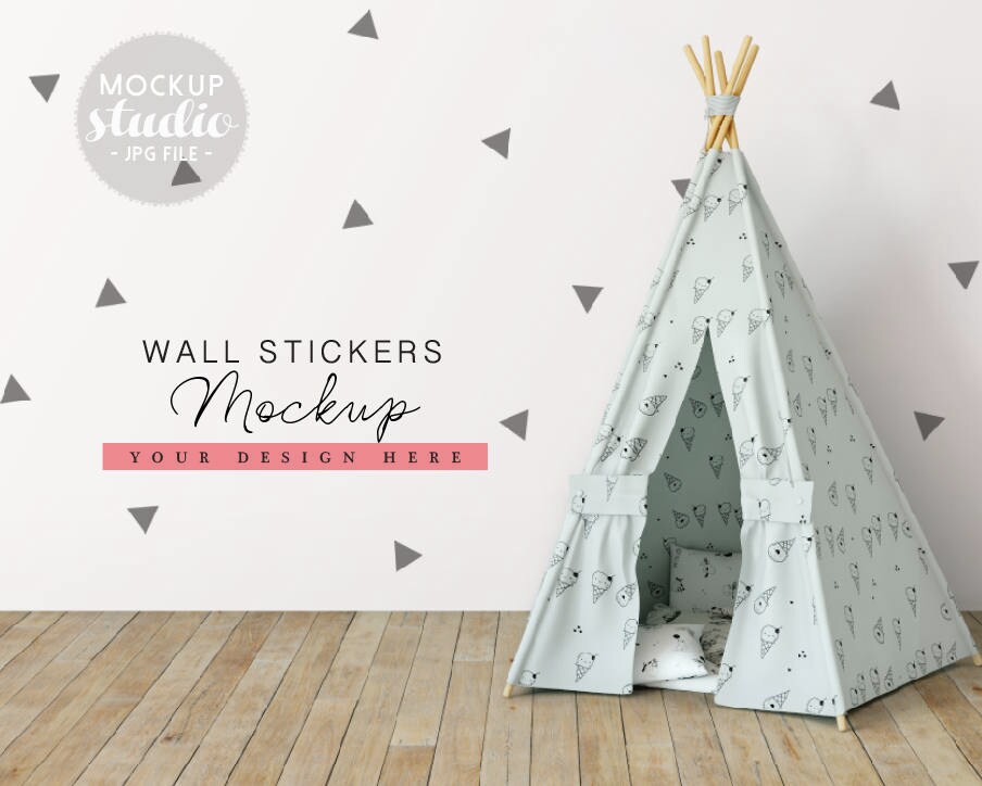 Download Wall Stickers Mockup Wall Mock-up Teepee Scene Mockup Boho | Etsy