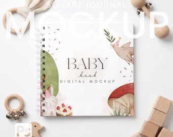 Maquette de journal carré pour bébé avec reliure métallique, présentoir pour cahier à spirales pour enfants
