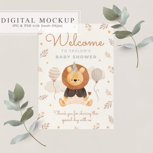 Makieta Baby Shower Neutralnego Pod względem Płci, Makieta Karty Urodzinowej Dziecka, Minimalistyczny Makieta Zaproszenia Dla Dziecka, Makieta Karty Boho
