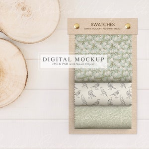Fabric Swatches Mockup, PSD Smart Object, Texile Mockup, Fabric Sample Mockup, Patterns Mockup Swatches Set, Mockup Boho, Fabrics Template