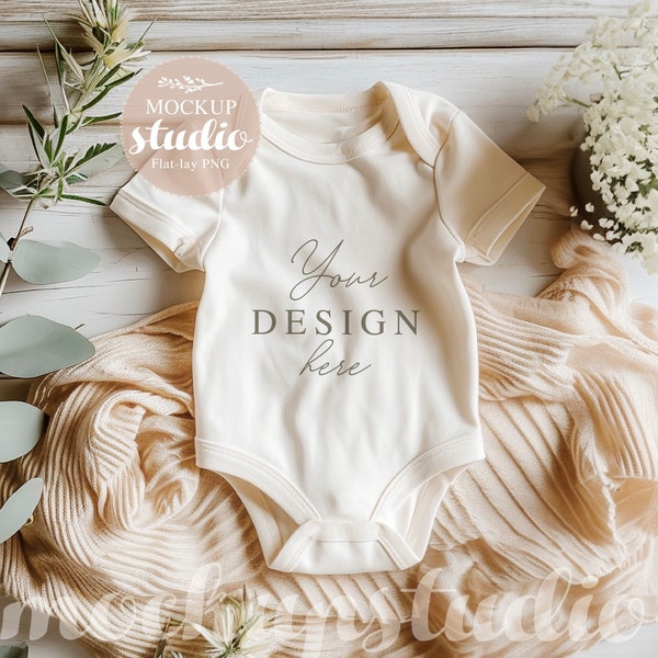 Baby Body Mockup, natürliche Farbe Kaninchenfelle 4400 Stil Mock-up, Säugling Body Mockup, Creme Töne Body Baby Boho Mockup