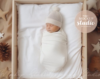 Jersey Swaddle Mockup, Baby Blanket Mockup, Infant Jersey Blanket, Christmas Theme Mock-up, PSD Smart Object