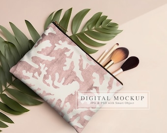 Leere Leinwand-Zipper-Tasche Mockup, PSD Smart Objekt (Digitaler Download)