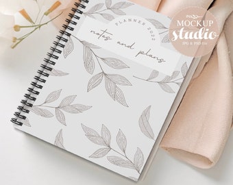 A5 Boho Spiral Notebook Mockup (JPG, PSD)