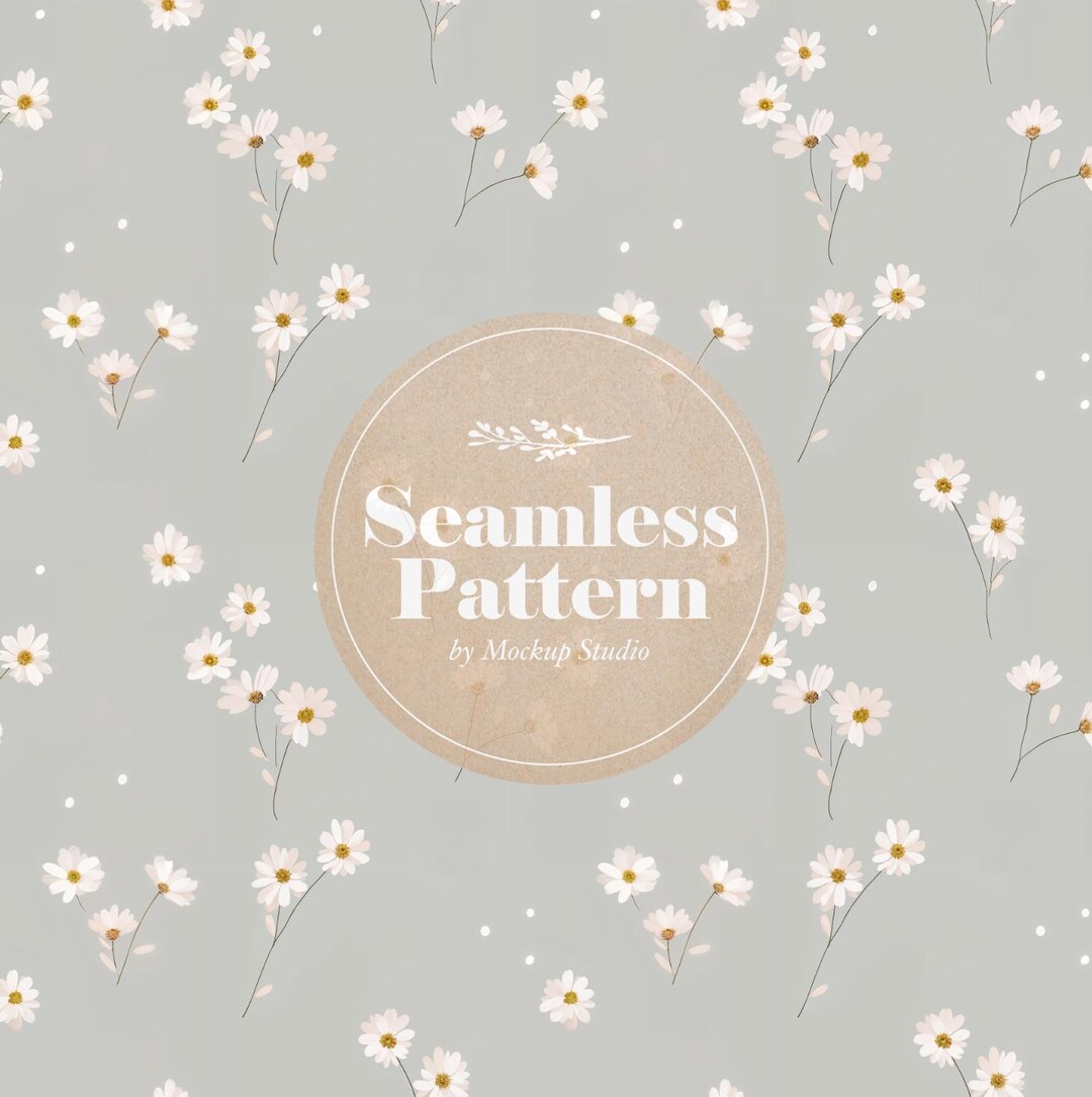 Dusty Sage Green Daisy Pattern: Farmhouse Floral PNG (digital Download ...