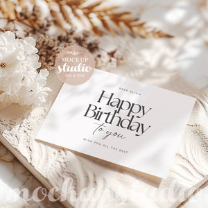 Convite de casamento Boho Mockup, Cartão de felicitações Mockup, Cartão de aniversário Mockup Boho, PSD Mock-up minimalista, 5x7 Convite para festa de chá de bebê Mockup